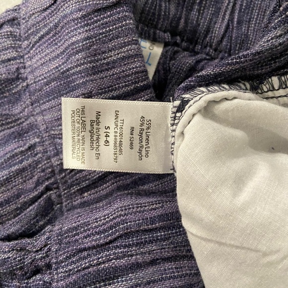 NWT Time & Tru Size S Blue Linen Blend Comfy Pull On Drawstring Shorts Pockets - Picture 14 of 16